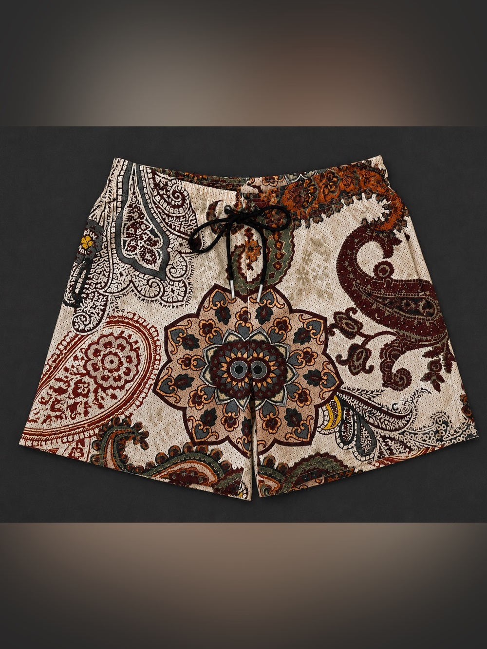 Mens Paisley Print Hybrid Shorts in Multi Brown